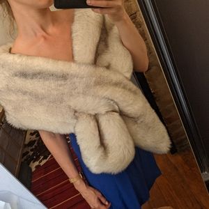 Faux fur wrap, silver and white